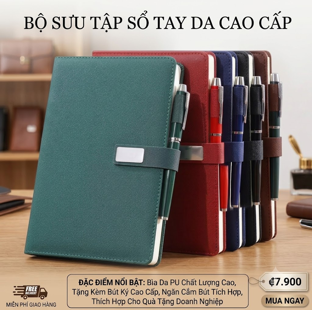  Ưu điểm nổi bật:  Bìa da cao cấp: Cảm giác cầm chắc tay, bền đẹp theo thời gian  Khóa nam châm tiện lợi: Đóng mở nhanh, giữ sổ luôn gọn gàng  Kích thước A5 tiêu chuẩn: Vừa đủ rộng để ghi chú, vừa dễ dàng mang theo trong túi xách, balo  Thiết kế tối giản: Phù hợp với phong cách cá nhân, dân văn phòng, học sinh, sinh viên  Có thể sử dụng làm sổ ghi chép, sổ kế hoạch, nhật ký, sổ viết ý tưởng